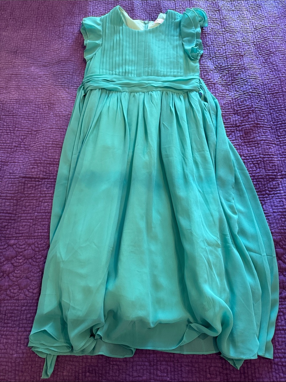 Girls Teal Chiffon Party Dress